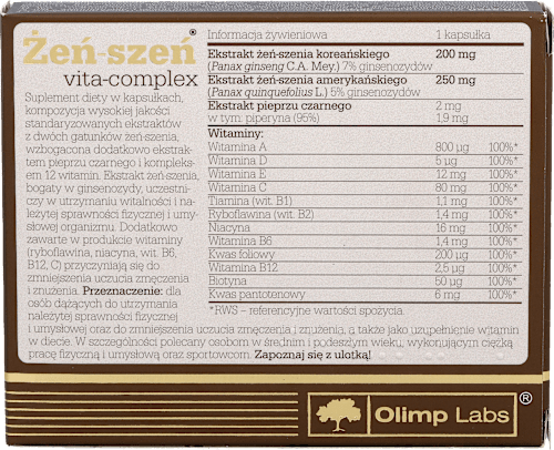 Żeń-szeń Vita Complex, kapsułki w blistrach OLIMP LABS