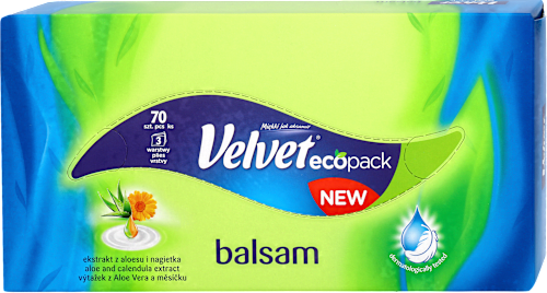 Chusteczki uniwersalne w kartonie, balsam(3 warstwy) Velvet