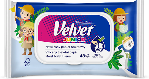 Nawilżany papier toaletowy  Junior Velvet