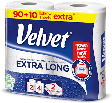 Ręcznik papierowy Extra Long (2 warstwy, 2x100 listków) Velvet