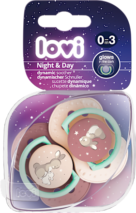 Smoczek silikonowy dynamiczny 0-3 m Night & Day Girl LOVI