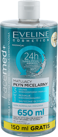 Facemed matujący 3w1 płyn micelarny   EVELINE COSMETICS
