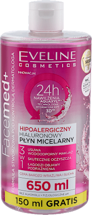 Facemed hialuronowy 3w1 płyn micelarny   EVELINE COSMETICS