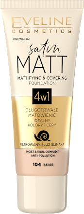Podkład matujący Satin Matt 30 ml Nr 104 EVELINE COSMETICS