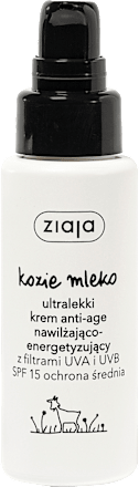 Krem ultralekki anti-age nawilżająco-energetyzujący z filtrami UVA i UVB SPF 15 Kozie Mleko ziaja