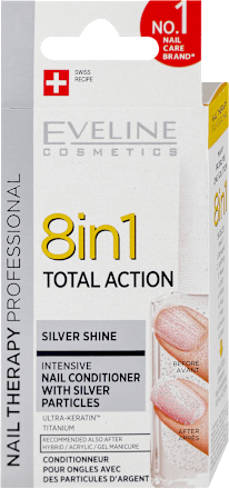 8u1 TOTAL ACTION - lak za negu noktiju - srebrne šljokice  EVELINE COSMETICS