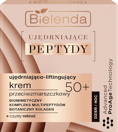 UJĘDRNIAJĄCE PEPTYDY Ujędrniająco - liftingujący krem przeciwzmarszczkowy 50+, dzień/ noc Bielenda
