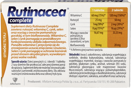 Suplement diety wspomagajacy odporność Rutinacea Complete, tabletki AFLOFARM