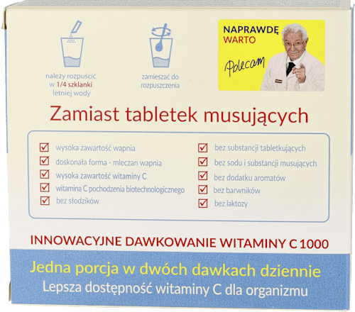 Calcium krystalicznie czyste z witaminą C 1000 saszetki UNIPHAR