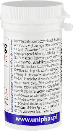 Cynk organiczny Forte 15 mg, tabletki UNIPHAR