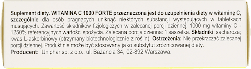 Suplement diety Witamina C 1000 Forte, saszetki UNIPHAR