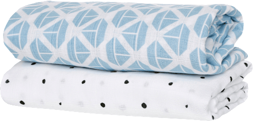 Einschlagtücher aus Baumwolle 100x120cm, Schiffe/Punkte Motherhood