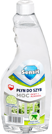 Zapas płynu do szyb z octem i alkoholem, limonka Sensit