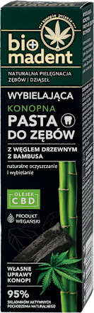 Pasta do zębów konopna, wybielająca z węglem drzewnym i papają Bio Madent