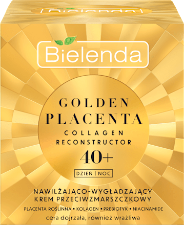 Nawilżająco - wygładzający krem przeciwzmarszczkowy 40+, dzień/noc, Golden Placenta Collagen Reconstructor  Bielenda