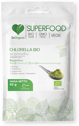 Chlorella BIO w proszku BeOrganic