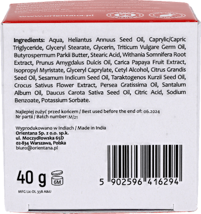 KREM DO TWARZY ŻEŃ-SZEŃ INDYJSKI  Orientana