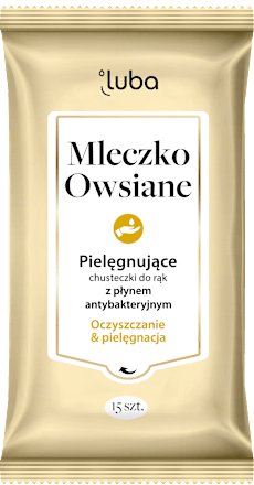 Chusteczki pielęgnujące do rąk z płynem antybakteryjnym Mleczko Owsiane luba