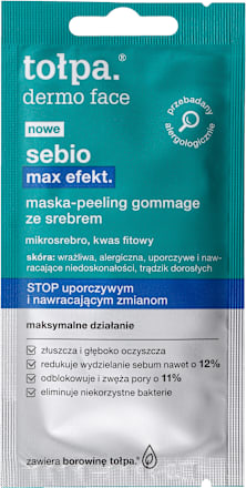 Dermo face sebio max effect maska peeling gommage ze srebrem tołpa