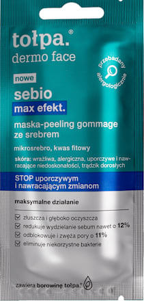 Dermo face sebio max effect maska peeling gommage ze srebrem tołpa