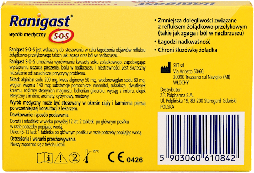 Tabletki do ssania na zgagę i nadkwaśność RANIGAST SOS