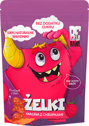 BeRAW Kids Żelki Malina z chrupkami  BeRaw