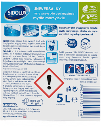 Płyn do mycia uniwersalny, mydło marsylskie SIDOLUX