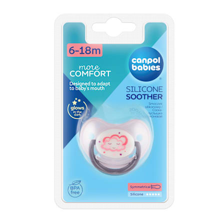 Силиконова залъгалка more Comfort, 6-18 м, различни цветове/мотиви Canpol babies