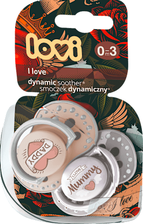 dudlík silikonový I love, 0-3 měsíce LOVI