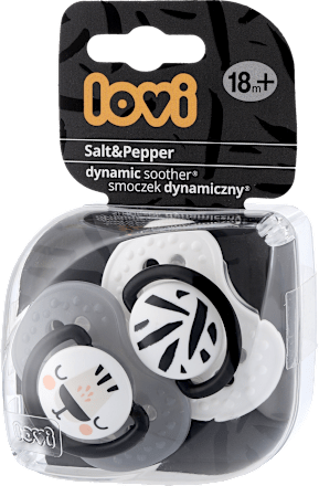 Smoczek silikonowy dynamiczny 18+m Salt&Pepper LOVI