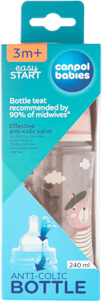 Шише за хранене Anti-Colic, 3+м, различни цветове/мотиви Canpol babies