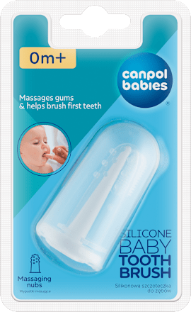 Pierwsza szczoteczka do zębów z wypustkami masującymi, w pojemniku Canpol babies