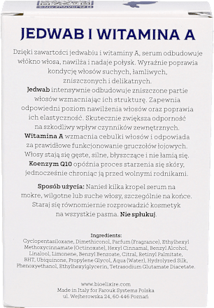 Serum do włosów Jedwab & Witamina A Bioelixire