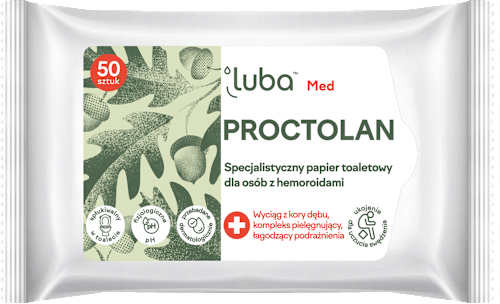 Specjalistyczny papier toaletowy nawilżany dla osób z hemoroidami Proctolan luba