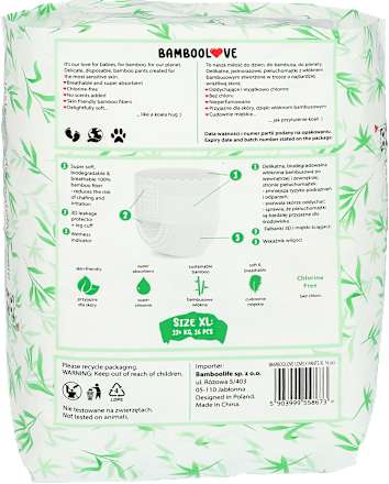 Pieluchomajtki bambusowe XL 12+ kg Bamboolove