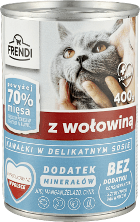Puszka dla kota kawałki w sosie z wołowiną FRENDI