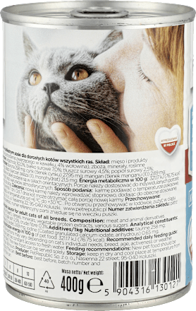 Mokra karma dla kota, kawałki w sosie z wołowiną, puszka FRENDI