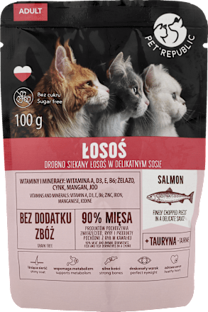 Saszetka dla kota ADULT, fileciki z łososiem PetRepublic