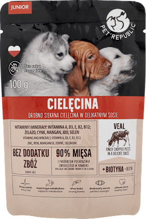 Saszetka dla psa JUNIOR, fileciki z cielęciną PetRepublic