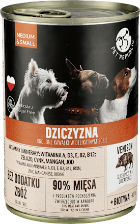 Puszka dla psa kawałki w sosie z dziczyzną PetRepublic