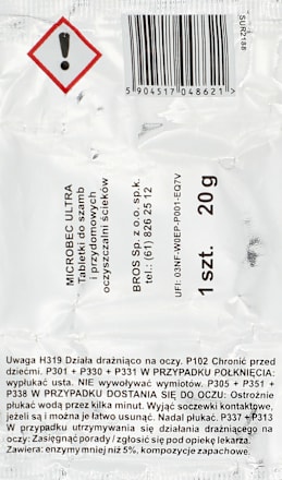 Tabletki do szamb i przydomowych oczyszczalni ścieków Microbec Ultra BROS