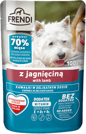Saszetka dla psa, kawałki w sosie z jagnięciną FRENDI