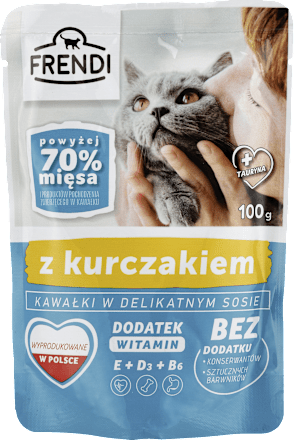 Saszetka dla kota - kawałki w sosie z kurczakiem FRENDI