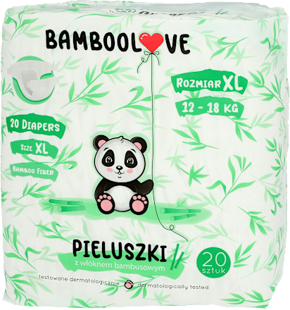 Pieluszki jednorazowe bambusowe, rozmiar XL 12-18 kg Bamboolove