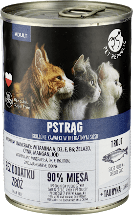 Mokra karma dla kota Adult, kawałki w sosie z pstrągiem PetRepublic