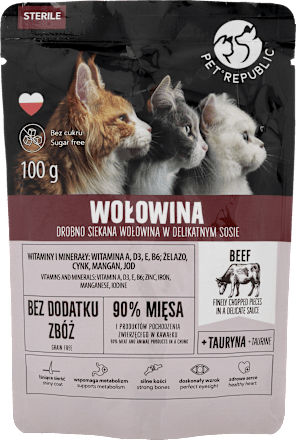 Saszetka dla kota STERIL, fileciki z wołowiną PetRepublic