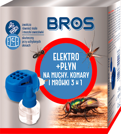 Elektro + płyn na muchy, komary i mrówki 3w1 BROS
