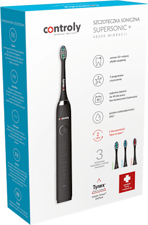 Szczoteczka soniczna supersonic PLUS, czarna controly