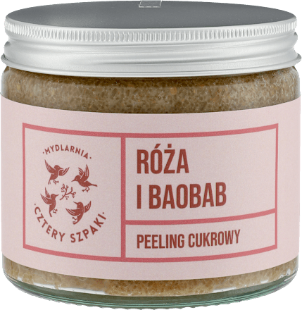 Peeling Róża i Baobab z cukrem trzcinowym CZTERY SZPAKI