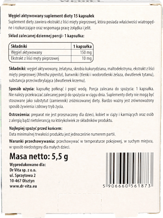 Suplement diety Węgiel aktywowany, kapsułki DR VITA
